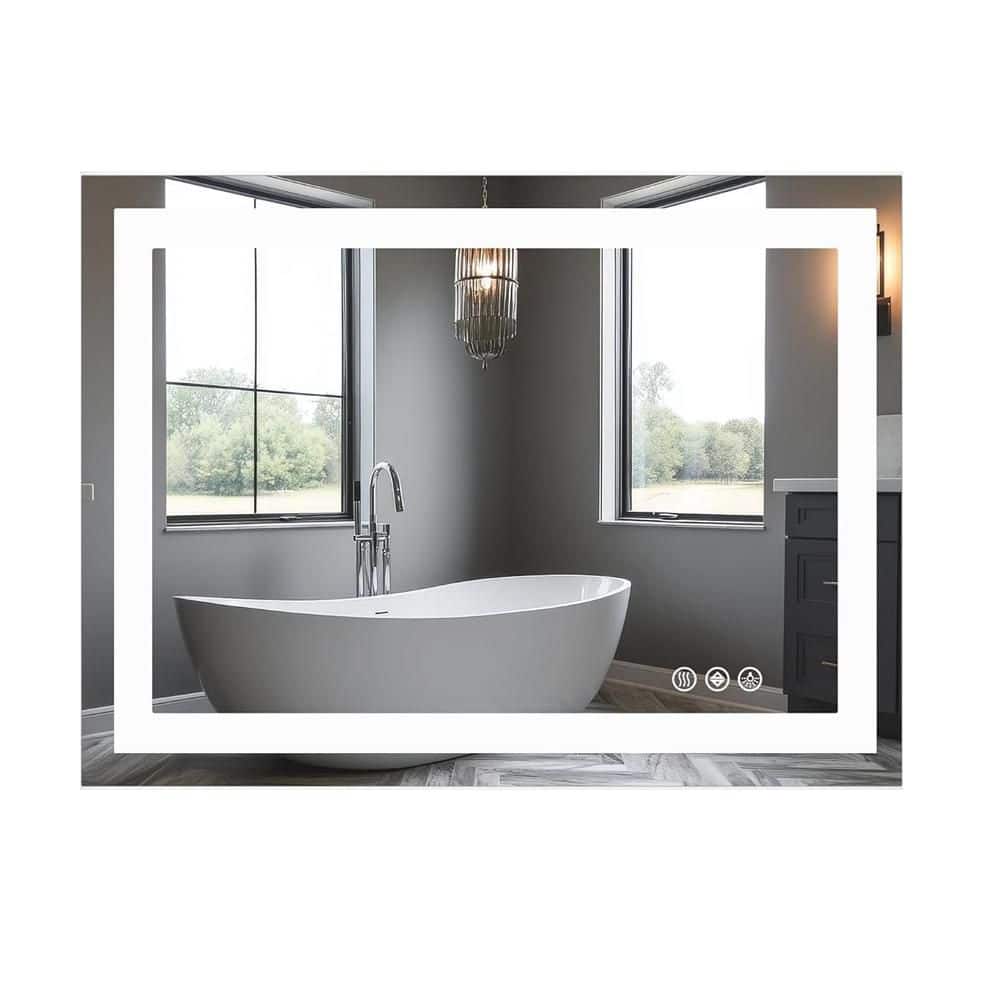 36 in. W x 24 in. H Rectangular Framed Wall Bathroom Vanity Mirror in White with LED Lights, Smart Memory Functionr price history on PriceWatchPro