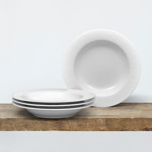 Conifere 9 in., 12 fl. oz. (White) Porcelain Rim Soup Bowls, (Set of 4)