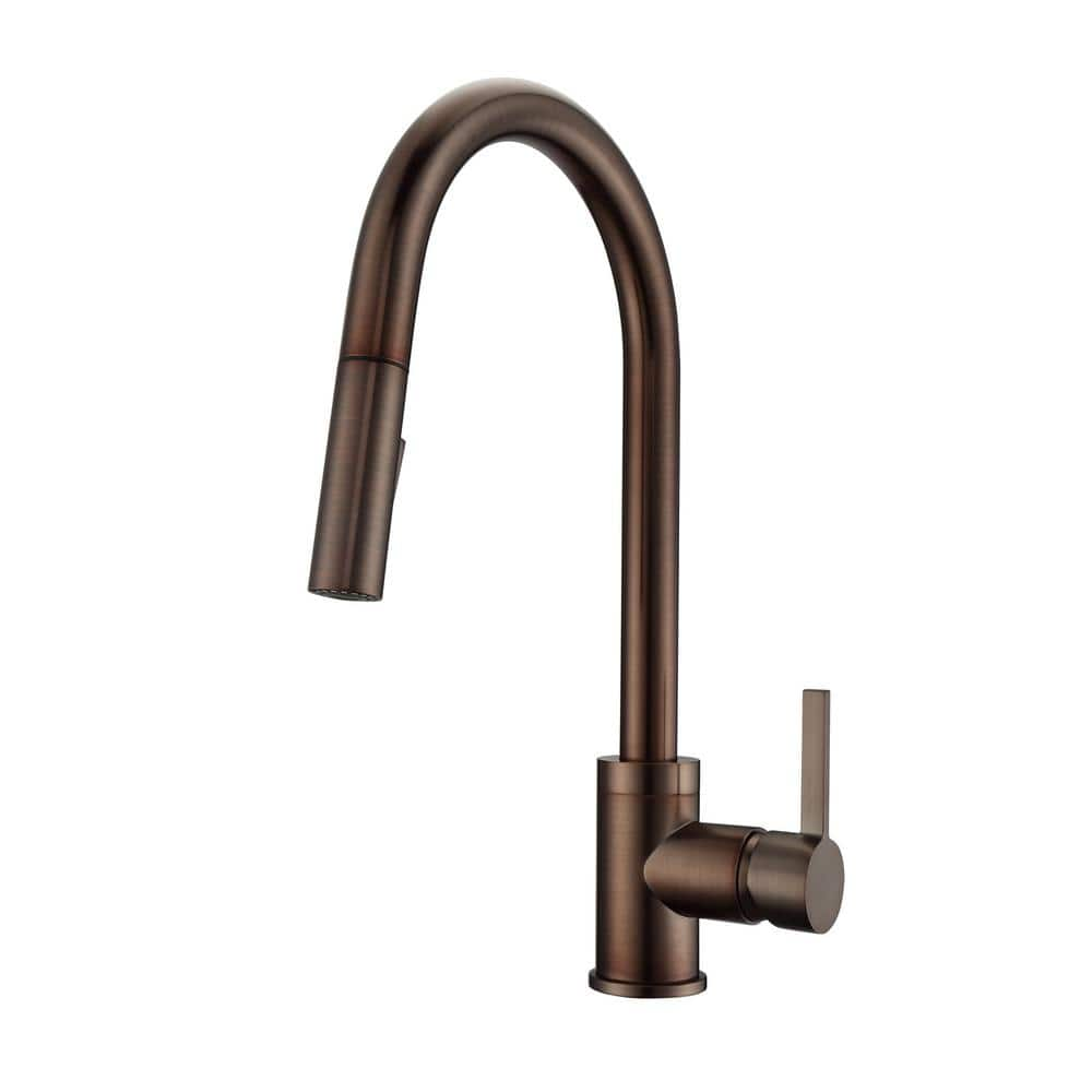 Fenton Single Handle Deck Mount Gooseneck Pull Down Spray Kitchen Faucet with Lever Handle 1 in Oil Rubbed Bronze -  Barclay Products, KFS413-L1-ORB