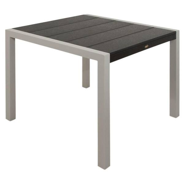 Trex Outdoor Furniture Surf City 36 in. Textured Silver Patio Dining Table with Charcoal Black Top