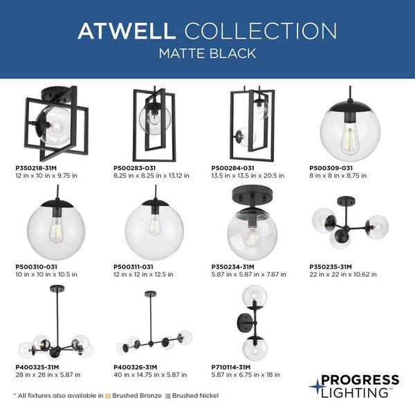 Progress Lighting Atwell 5-Light Matte Black Mid-century Chandelier