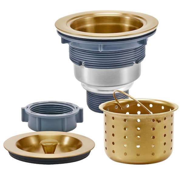 4.4 in. W x 4.4 in. D x 3.85 in. H Silver Durable Brass Kitchen Sink Drain Assembly Kit with Sink Strainer Waste Basket