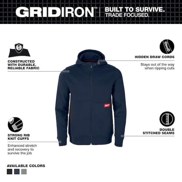 【日本未発売】milwaukee GRIDIRON フーディ Milwaukee Men's Medium Blue GRIDIRON Full-Zip Hoodie M250U-M - The