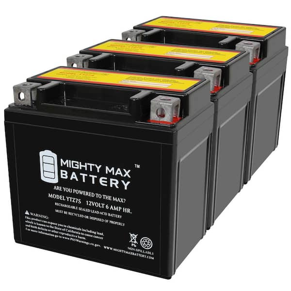 MIGHTY MAX BATTERY YTZ7S 12V 6AH Replacement Battery compatible with Yamaha YTZ-7SHE0-00-00 - 3 Pack