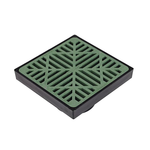 12 in. x 12 in. x 7 in. Plastic Low Profile Catch Basin Kit with Green Grate