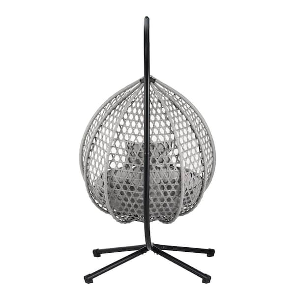 Gray Metal Outdoor Rocking Chair with Gray Cushions HG-258 - The