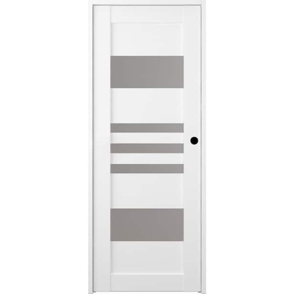 Belldinni Leti 28 in. x 80 in. Left-Hand 5-Lite Frosted Glass Solid Core Bianco Noble Wood Composite Single Prehung Interior Door