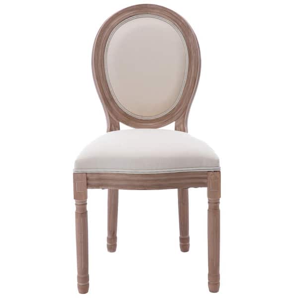Unbranded Beige Fabric French Dining Chair With Rubber Legs (Set of 2)