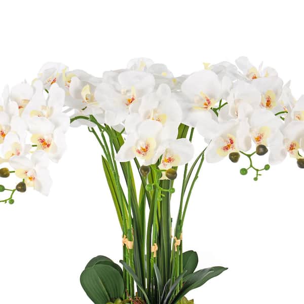 Vanity Art 23.62 in. H Artificial Orchid Arrangement in Gold-Plated Ceramics Vase