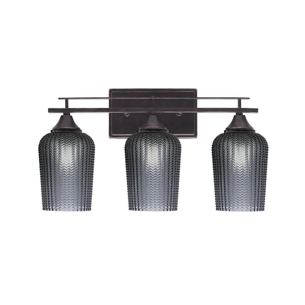 Unbranded Ontario 20 in. 3-Light Vanity Light Dark Granite Smoke Textured Glass Shade