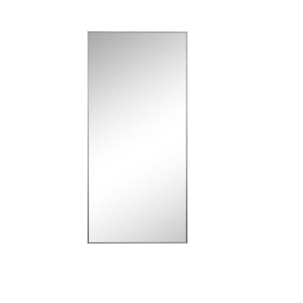 Silver 22 in. W x 47 in. H Modern Rectangle Metal Framed Mirror, Wall-Mounted for Bathroom Sink and Bedroom Vanity