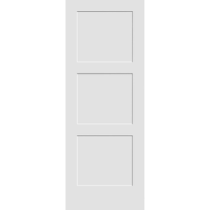 18 in. x 80 in. 3-Panel Wood Core White Primed Smooth MDF Interior Door Slab