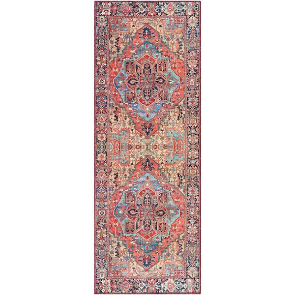 Rhene Light Red 3 ft. x 12 ft. Indoor Area Rug