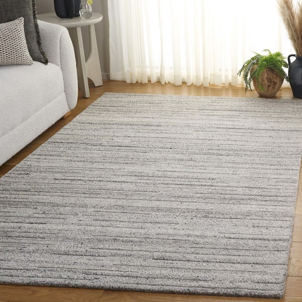 Natura 5 ft. x 8 ft. Gray Striped Distressed Area Rug