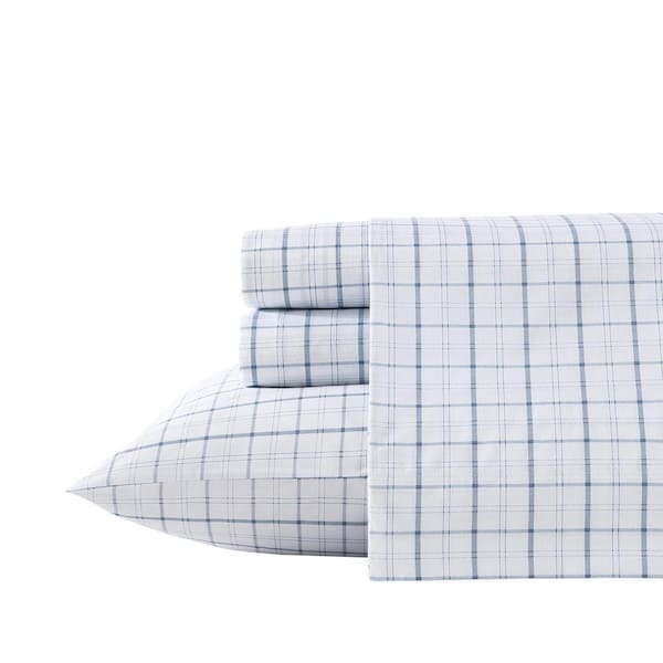 Wrangler Cowboy Plaid 4-Piece Blue Cotton King Sheet Set