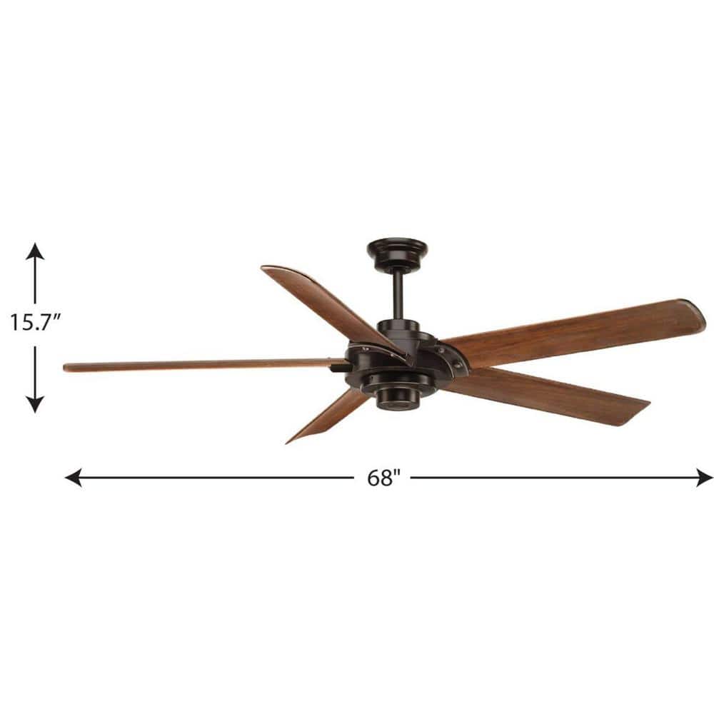 Ellwood 68" Antique Bronze Ceiling Fan with Walnut Blades