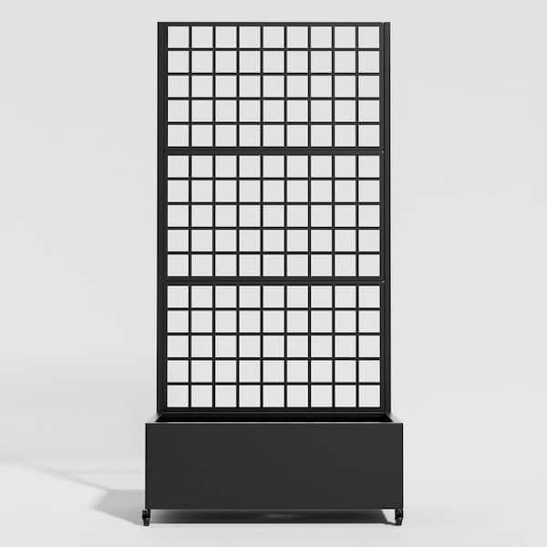 Rectangle 71 in. x 35 in. Black Outdoor Planter Box Raised Beds with Trellis