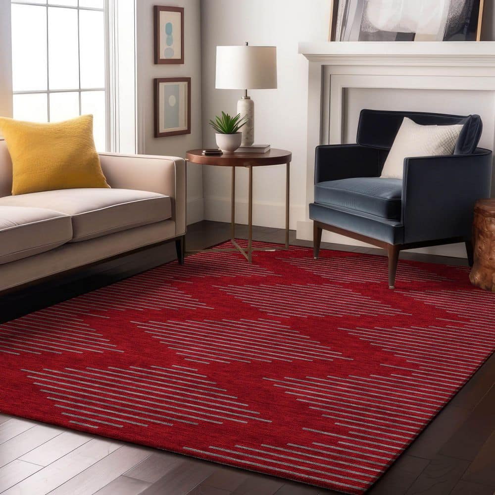 Red Rug Mc Addison Rugs Mayfield Premium Machine Washable Abstract AMF1017 Red 10 ...