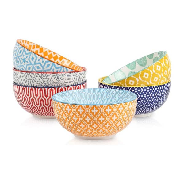 Anqtovp 24 fl. oz. Assorted Colors Multi-Colored Ceramic Cereal