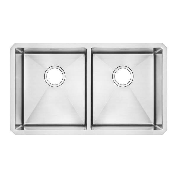 American Standard Prevoir Undermount Brushed Stainless Steel 29x18x9 in. 0-Hole Double Bowl Kitchen Sink-DISCONTINUED