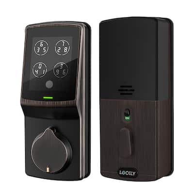 Secure Venetian Bronze Single-Cylinder Smart Alarmed Lock Deadbolt with Keypad, Bluetooth and Discrete PIN Code Input