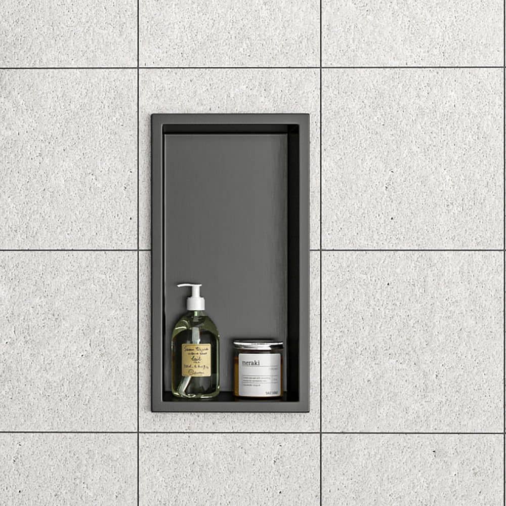 7 in. W x 13 in. H x 4 in. D Shower Niche Set of 1-Pieces in Gunmetal Black price history on PriceWatchPro