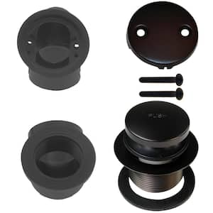 Sch. 40 ABS 1-1/2 in. Course Thread Plumber's Pack Tip-Toe Bathtub Drain with Two-Hole Elbow, Oil Rubbed Bronze