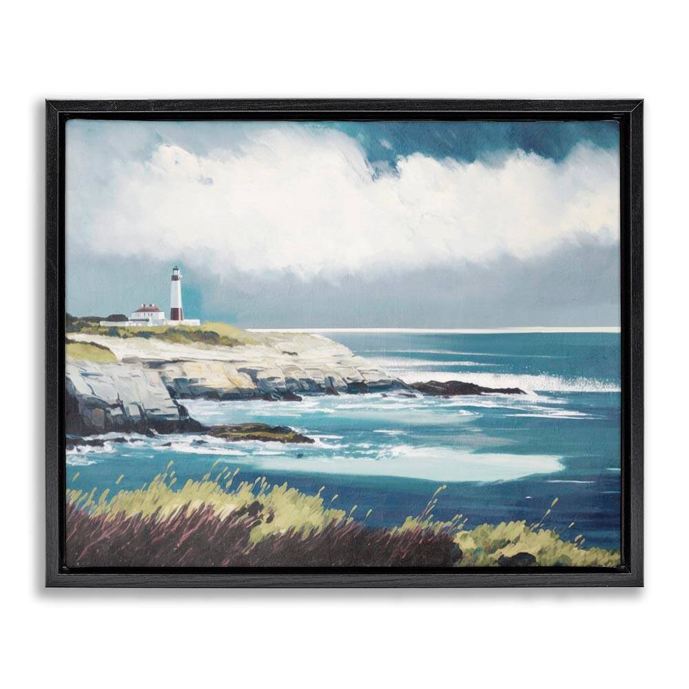 Windswept Lighthouse Grasses by Svetlana Aleynikova Black Floater Frame Coastal Graphic Art Print 25 in. x 31 in. price history on PriceWatchPro