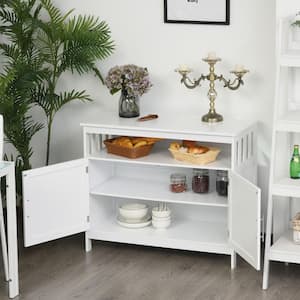 39.25 in. White 31.5 in. H Wooden Console Table with 2-Levels and Open Shelf