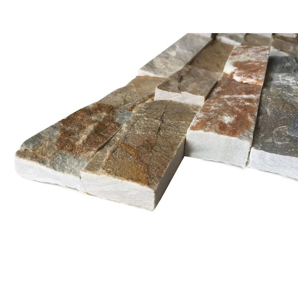 Golden White 6 x 16 x 8 in. Natural Stacked Stone Veneer Corner Siding Exterior/Interior Wall Tile (2-Box/9.16 sq. ft.)