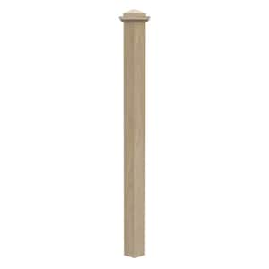 Stair Parts 4075 56 in. x 3-1/2 in. Unfinished Poplar Square Craftsman Solid Core Box Newel Post for Stair Remodel