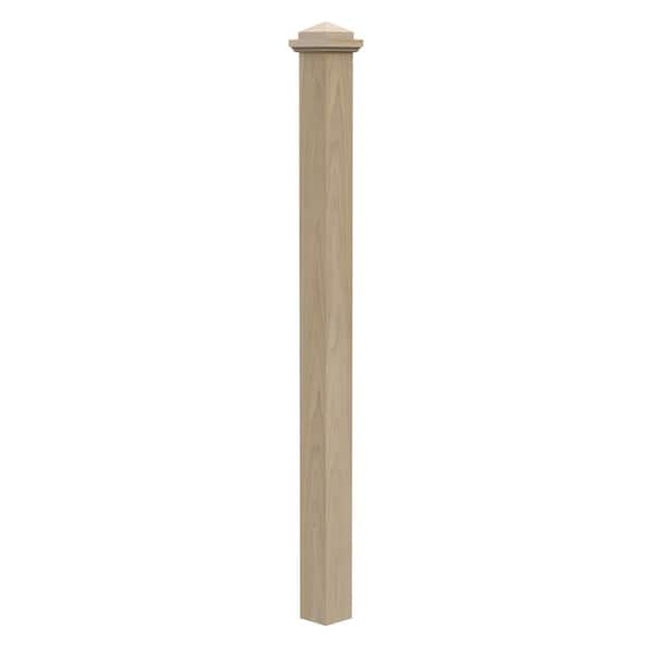 Stair Parts 4075 56 in. x 3-1/2 in. Unfinished Poplar Square Craftsman Solid Core Box Newel Post for Stair Remodel