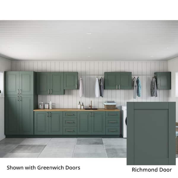MILL'S PRIDE Richmond Aspen Green Plywood Shaker Stock Ready to Assemble Kitchen-Laundry Cabinet Kit 24 in. W. x 84 in. x 216 in.