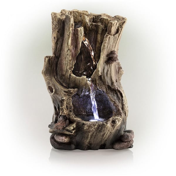 Alpine Corporation 11 in. Tall Indoor Rainforest Tabletop Fountain with LED Lights