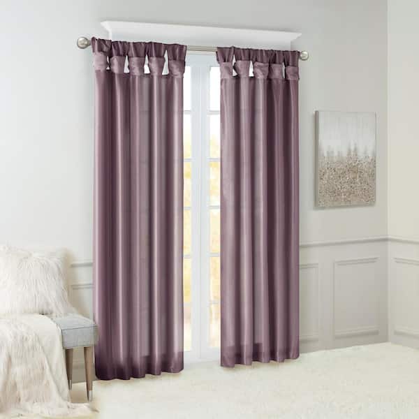 Madison Park Natalie Purple Solid Polyester 50 In W X 84 L Room Darkening Twisted Tab Curtain With Lining Mp40 3552 The