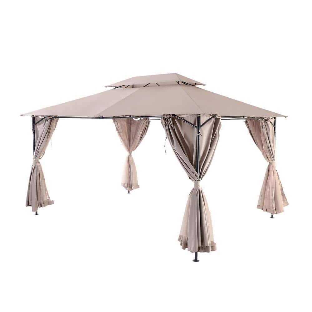 10 ft. x 13 ft. Khaki Outdoor Gazebo for Patios Tent