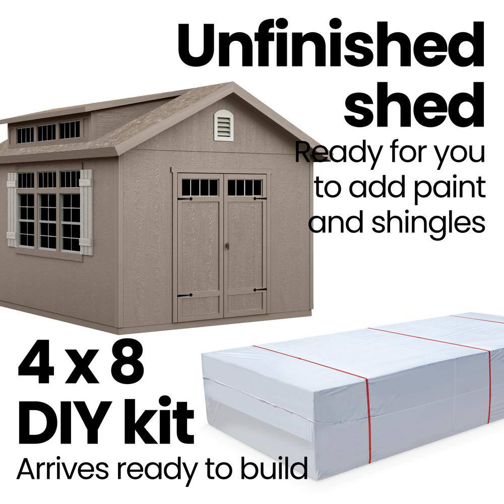 Beige 10' x 12' Wooden Storage Shed Kit with Windows