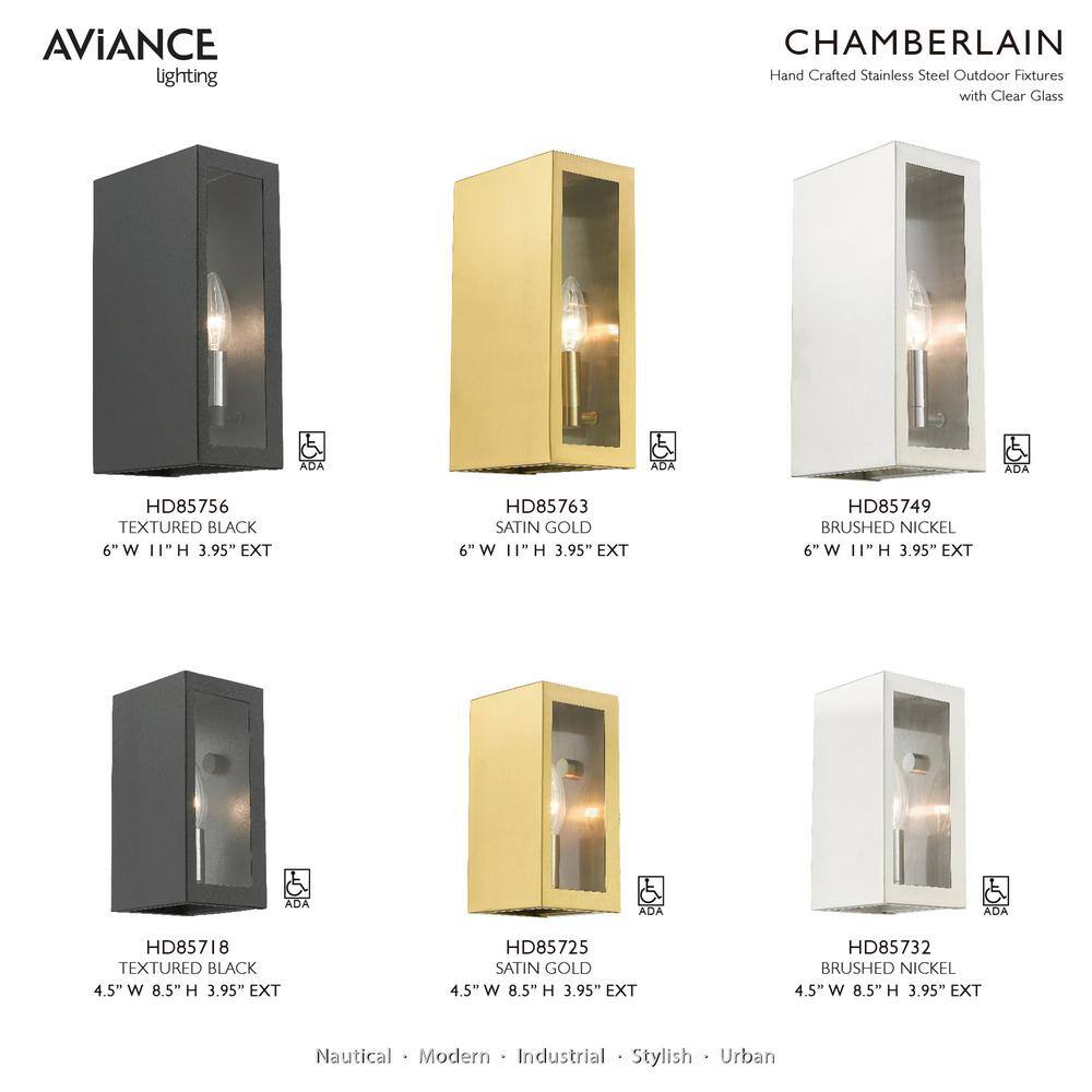Satin Gold Stainless Steel 1-Light Outdoor Sconce with Clear Glass