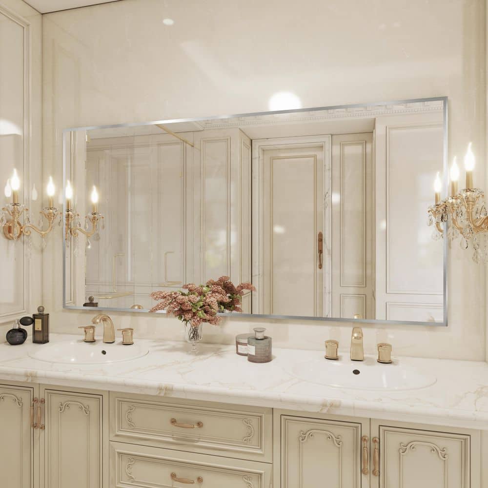 72 in. W x 36 in. H Aluminum Framed Rectangular Vanity Wall Mounted Mirror in Brushed Nichel price history on PriceWatchPro