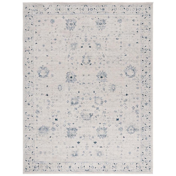 SAFAVIEH Antique Patina 10 ft. x 13 ft. Ivory/Blue Border Floral Area Rug