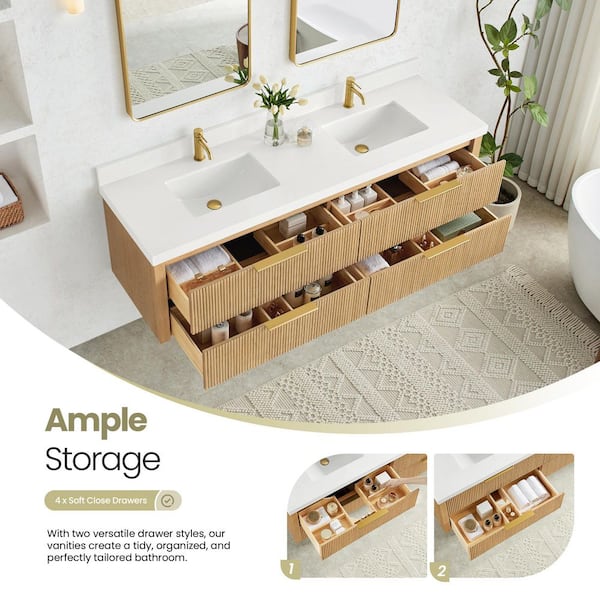 ROSWELL Barcelona 72 in.W x 22 in.D x 21.7 in.H Double Sink Bath