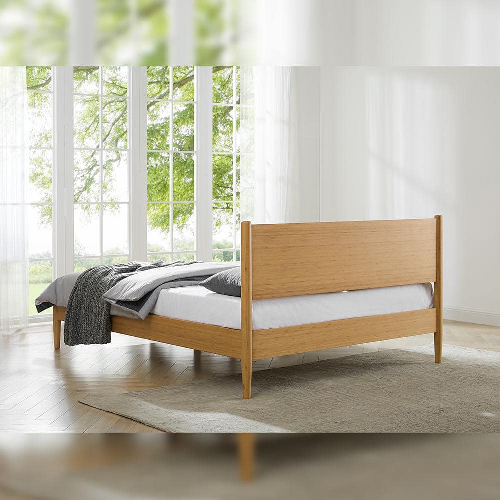 Caramelized Bamboo Queen Platform Bed with Headboard