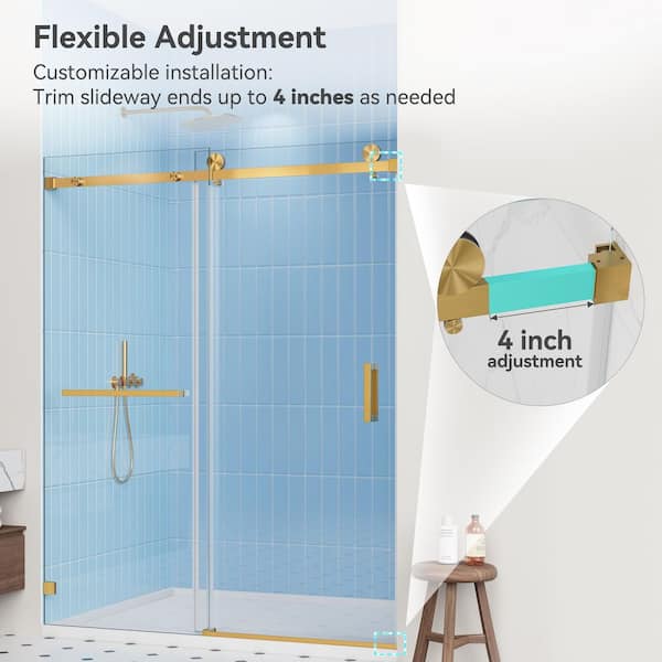 LASIHEM 56-60 in. W x 72 in. H Single Sliding Frameless Shower LASIHEM 56-60 in. W x 72 in. H Single Sliding Frameless Shower