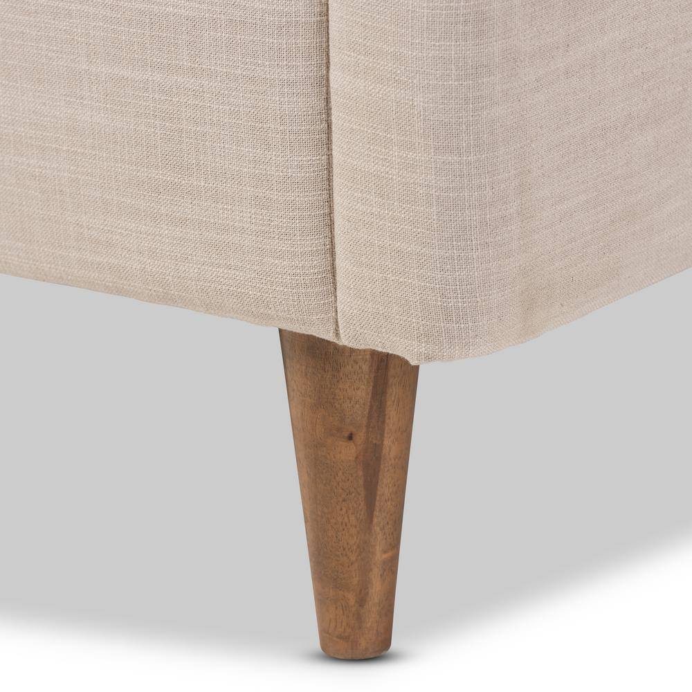 Hannah Beige Queen Linen Upholstered Platform Bed with Tufted Headboard