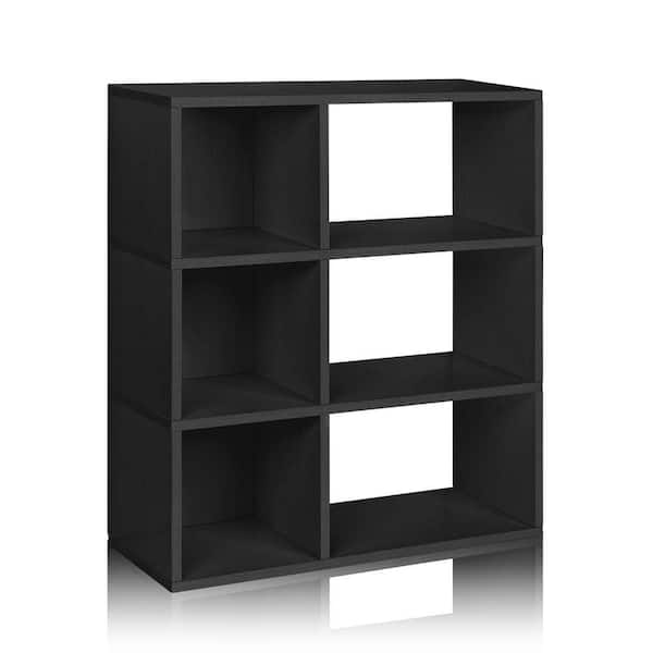 Way Basics Sutton 3-Shelf 12 x 32.1 x 36.8 zBoard Paperboard Eco Bookcase, Tool-Free Assembly Cubby Storage in Black Wood Grain