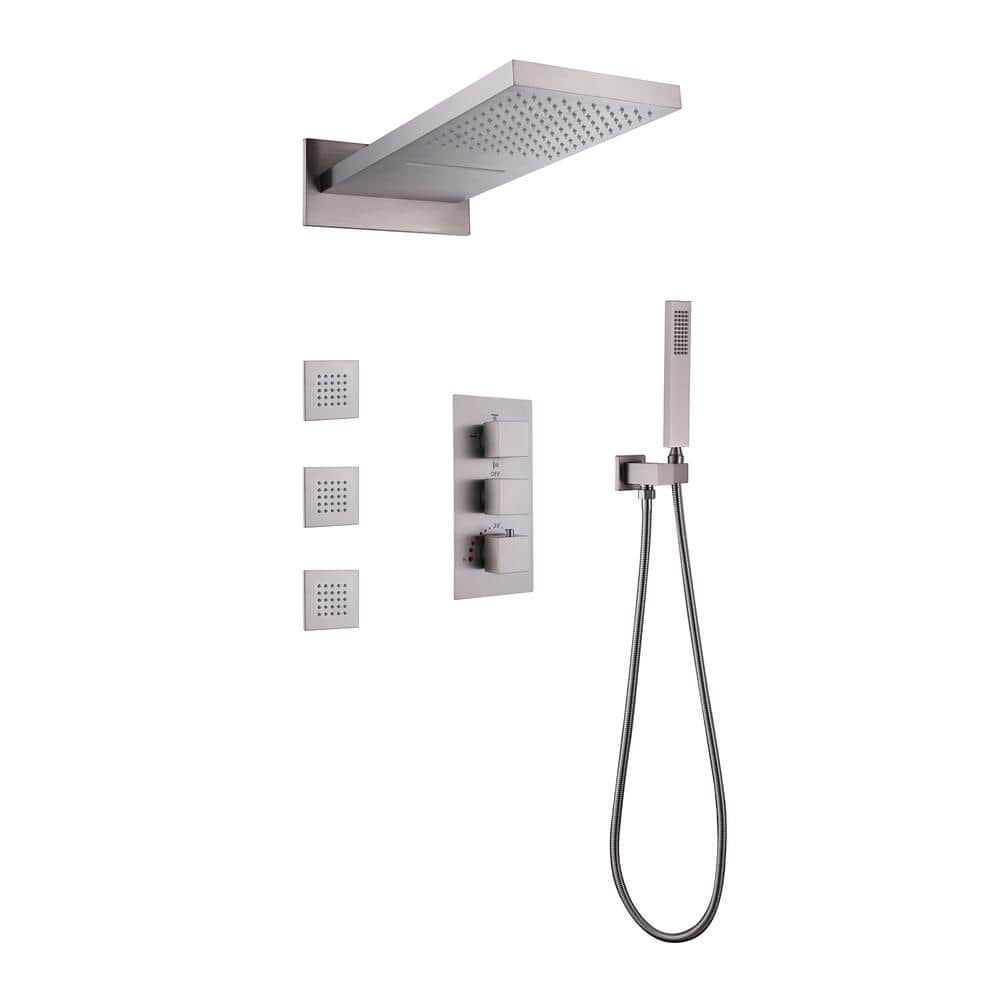 Tomfaucet Thermostatic Triple Handle 4-Spray Patterns Shower Faucet 4.2 ...