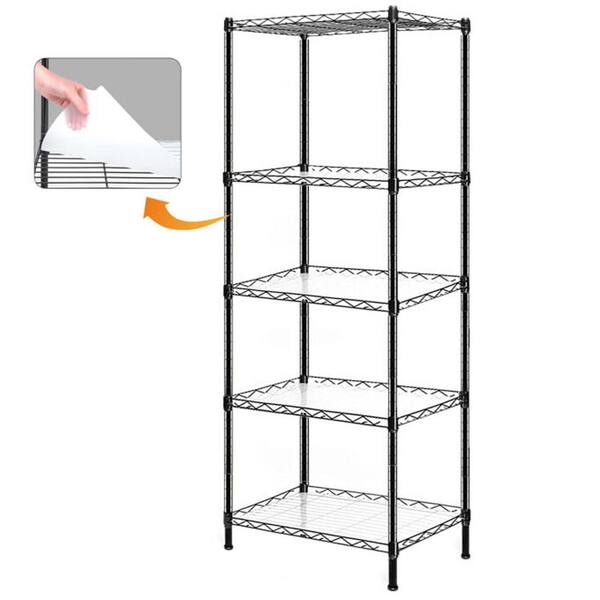 22 in. W x 12 in. D x 59 in. H Black Linen Cabinet 5 Tier Storage Racks ...