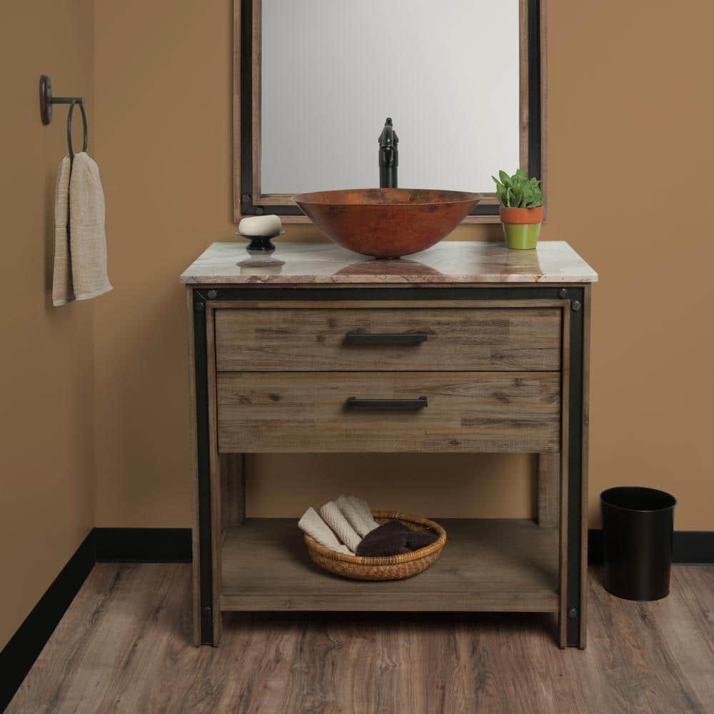 Oval Copper Above-Counter Sink with Oil Rubbed Bronze Faucet