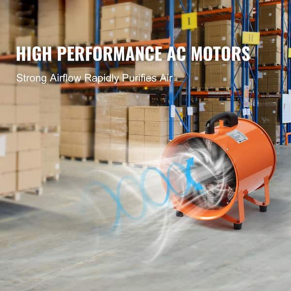 Portable Ventilator 16 in. 2 Speeds Blower Fan in Orange with 33 ft. Duct Hose 1350W Strong Shop Exhaust Blower 5175CFM
