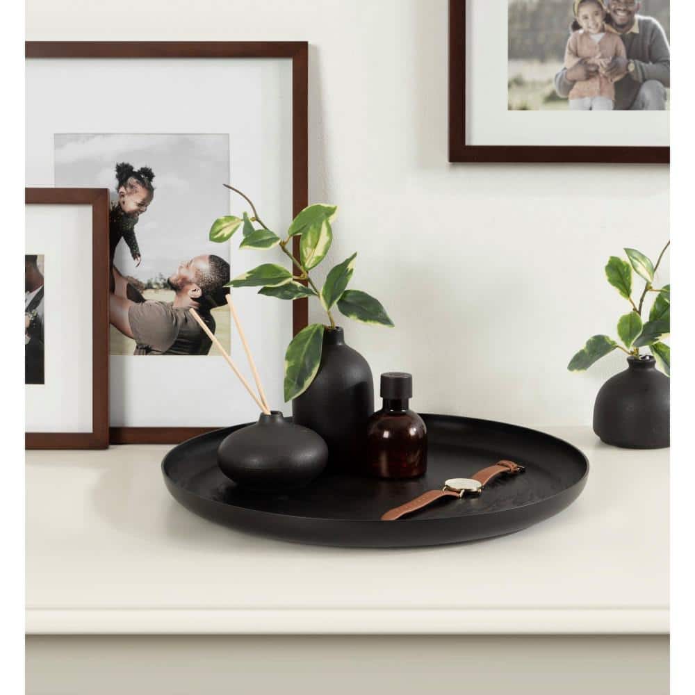 Stovring Black Round Metal 16" Decorative Tray